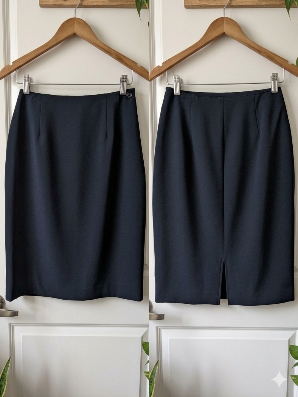 Vintage NINE & Co. Navy Pencil Skirt - Made In Canada
